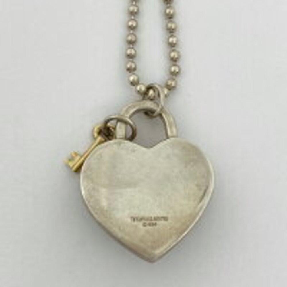 Tiffany Co Heart Lock Necklace Long Pendant Key Sterling Silver
